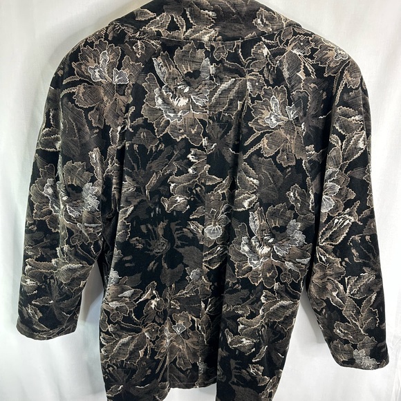 Genny By Versace Vintage Womens Velvet Black Floral Blazer Sz 10 Italy A9 - Picture 2 of 8
